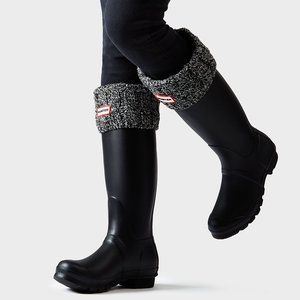 Hunter Huntress Tall Matte Finish Rain Boots w/ Cable Knitted Boot Socks